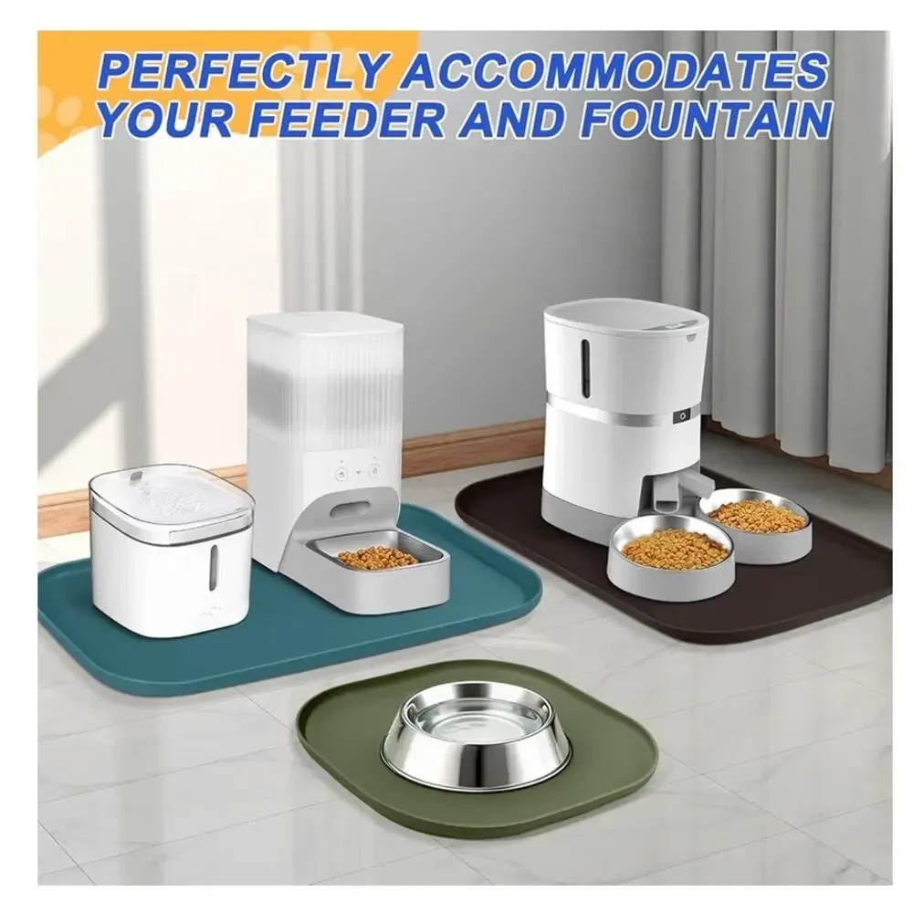 Smilool Silicone Pet Feeding Mat with Raised Edge for Food and Water (C102)